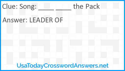Song: ____ ____ the Pack Answer