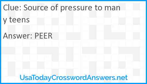 Source of pressure to many teens Answer