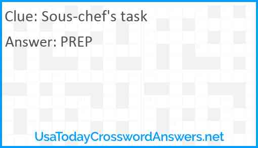 Sous-chef's task Answer
