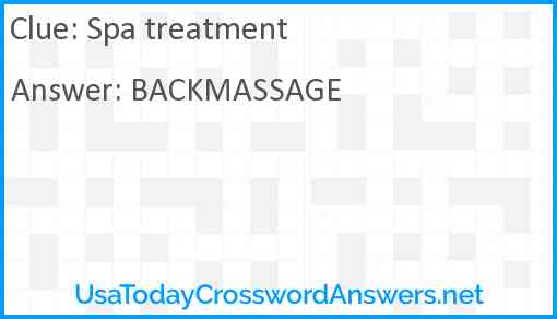 Spa treatment Answer