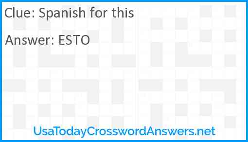 Spanish for this Answer