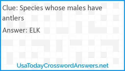 Species whose males have antlers Answer