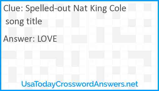 Spelled-out Nat King Cole song title Answer