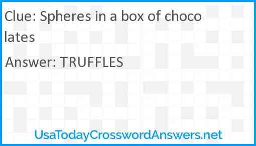 Spheres in a box of chocolates Answer