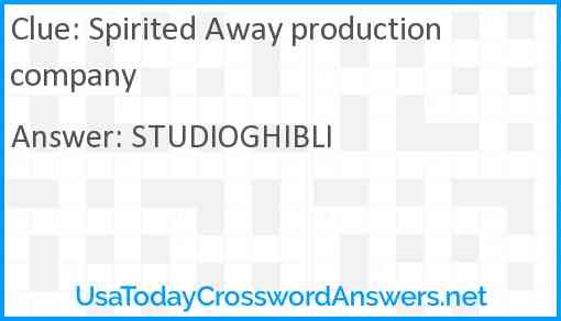 Spirited Away production company Answer