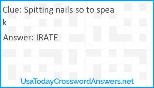 Spitting nails so to speak Answer