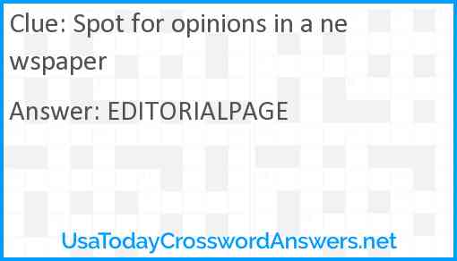 Spot for opinions in a newspaper Answer