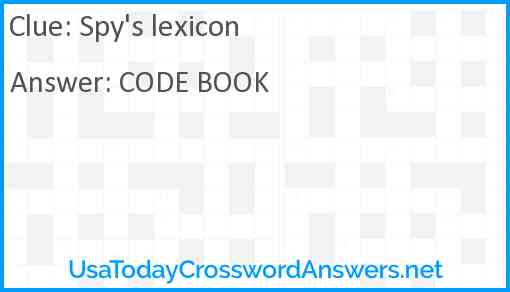 Spy's lexicon Answer