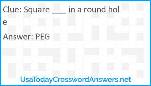 Square ___ in a round hole Answer