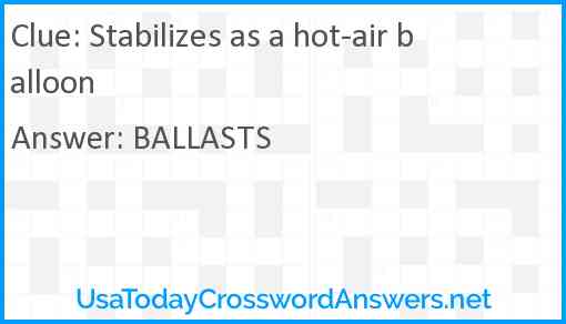 Stabilizes as a hot-air balloon Answer