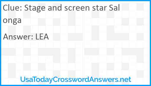 Stage and screen star Salonga Answer