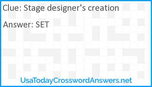 Stage designer's creation Answer