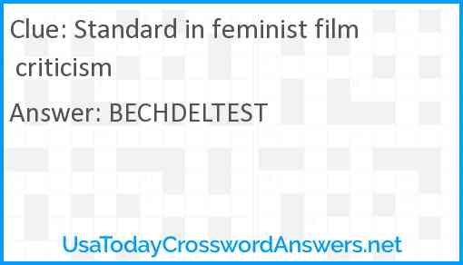 Standard in feminist film criticism Answer