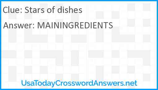 Stars of dishes Answer