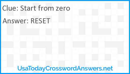 Start from zero Answer
