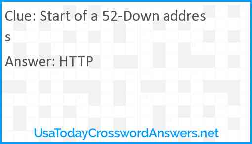 Start of a 52-Down address Answer