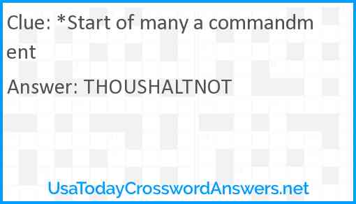 *Start of many a commandment Answer