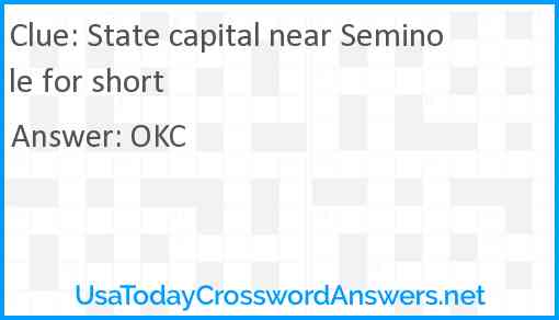 State capital near Seminole for short Answer