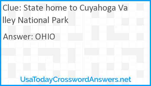 State home to Cuyahoga Valley National Park Answer