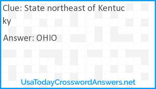 State northeast of Kentucky Answer