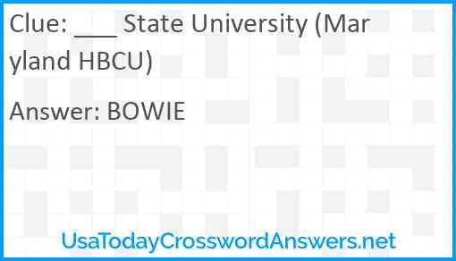 ___ State University (Maryland HBCU) Answer