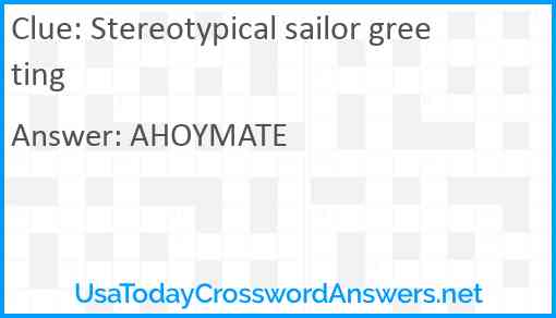 Stereotypical sailor greeting Answer