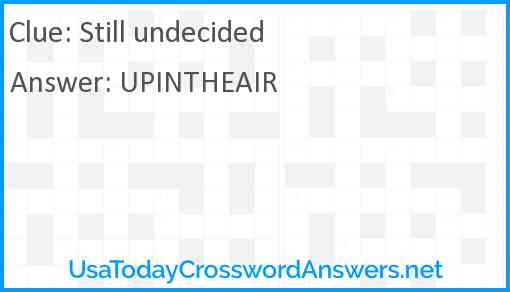 Still undecided Answer