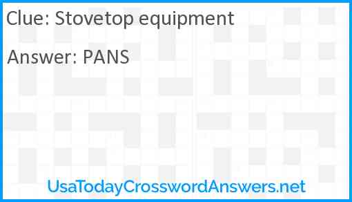 Stovetop equipment Answer
