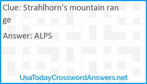 Strahlhorn's mountain range Answer