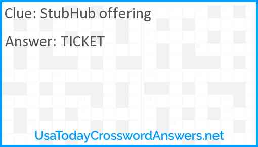 StubHub offering Answer