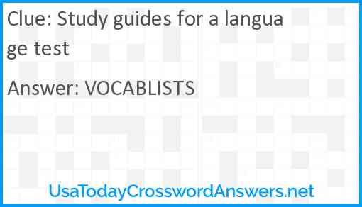 Study guides for a language test Answer