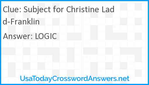 Subject for Christine Ladd-Franklin Answer