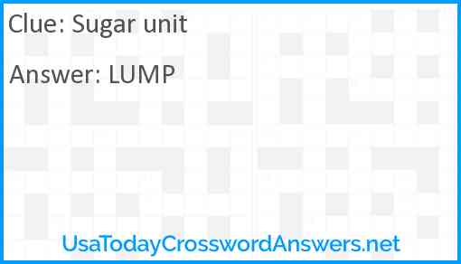 Sugar unit Answer