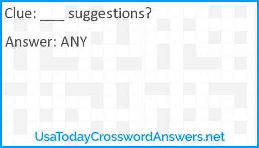 Suggestions Answer