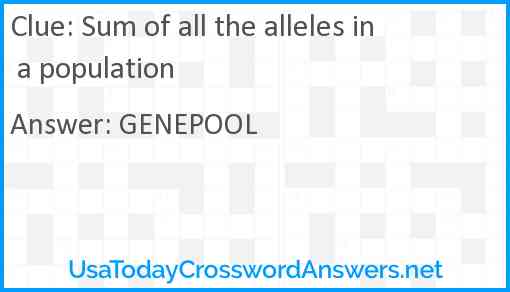 Sum of all the alleles in a population Answer