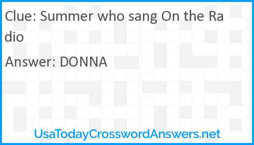 Summer who sang On the Radio Answer