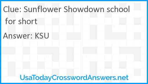 Sunflower Showdown school for short Answer
