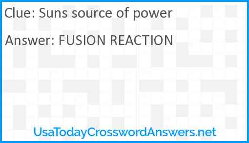Sun's source of power Answer