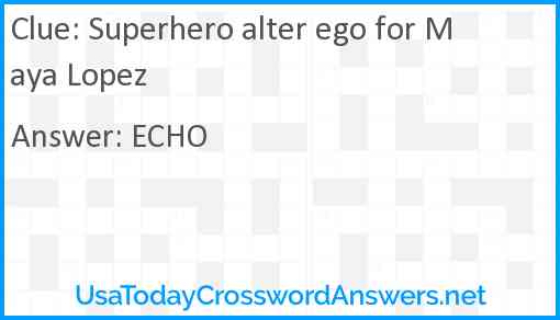 Superhero alter ego for Maya Lopez Answer