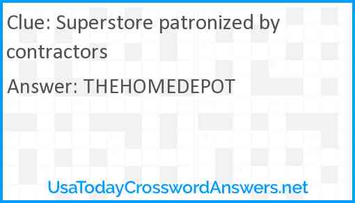 Superstore patronized by contractors Answer