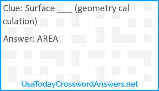 Surface ___ (geometry calculation) Answer