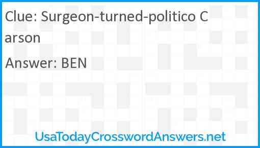 Surgeon-turned-politico Carson Answer