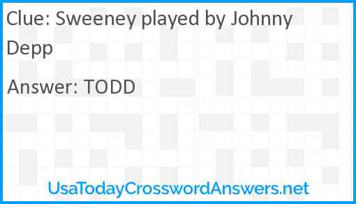 Sweeney played by Johnny Depp Answer