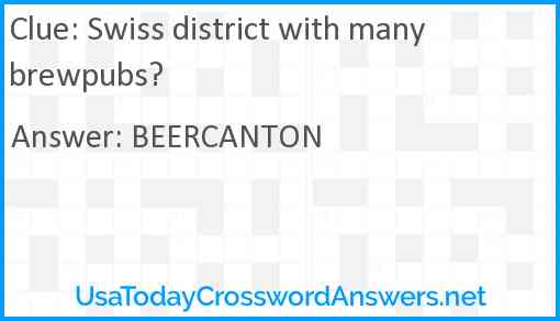 Swiss district with many brewpubs? Answer