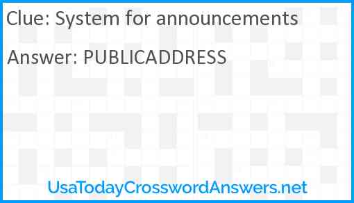 System for announcements Answer
