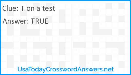 T on a test Answer