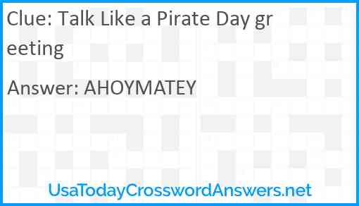 Talk Like a Pirate Day greeting Answer