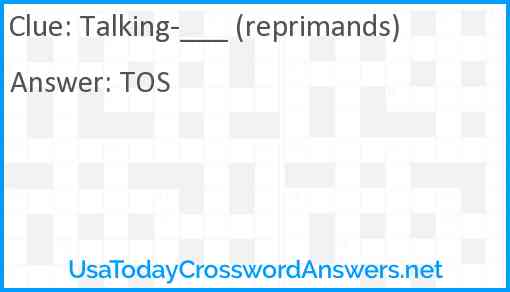 Talking-___ (reprimands) Answer