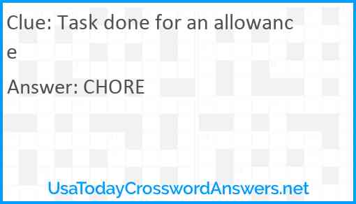 Task done for an allowance Answer