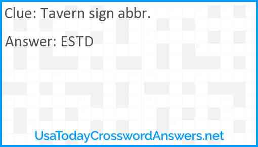 Tavern sign abbr. Answer